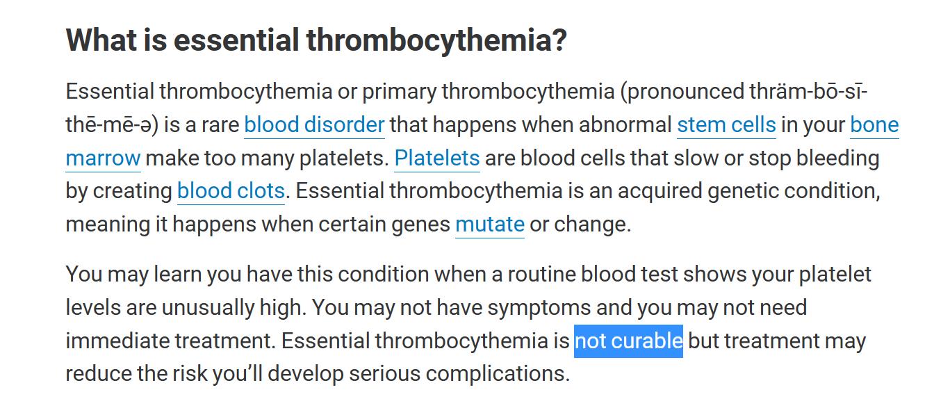 Essential thrombocythemia